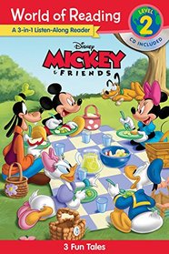 World of Reading Mickey and Friends 3-in-1 Listen-Along Reader (World of Reading Level 2): 3 Fun Tales with CD!