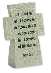 He Saved Us Resin Standing Cross