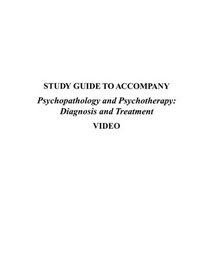 Psychopathology And Psychotherapy: Diagnosis & Treatment