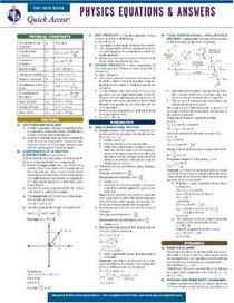 Physics Equations and Answers - REA's Quick Access Reference Chart
