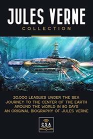 Jules Verne Collection: 20,000 Leagues Under the Sea, Journey to the Center of the Earth, Around the World in 80 Days and A Complete Biography of Jules Verne