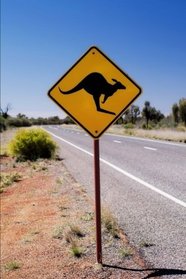 Kangaroo Warning Sign on Road in Australia Journal: 150 page lined notebook/diary