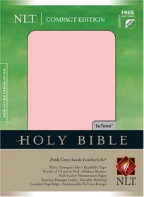 Holy Bible: New Living Translation, Tutone Pink/Grey Suede, Leatherlike, Compact