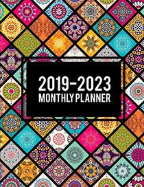 2019-2023 Monthly Planner: Colorful Mandala Book, 8.5