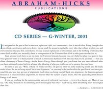 Abraham-Hicks G-Series Cd's - G-Series Winter, 2001 Practice Your Virtual Reality