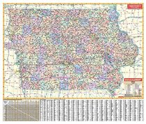 Iowa Wall Map - 62x54 - Laminated on Roller