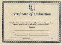 Certificate of Ordination: Deacon