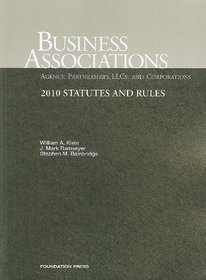 Business Associations Agency, Partnerships, LLCs and Corporations, 2010 Statutes and Rules