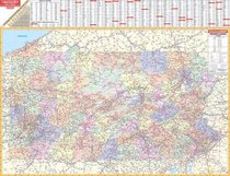 Pennsylvania Wall Map - 65x52 - Laminated on Roller