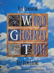 World Geography Today Test Generator/Test Item Listing