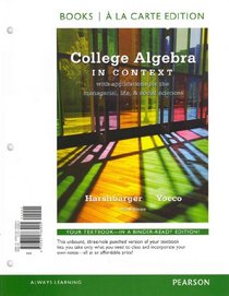 College Algebra in Context, Books a la Carte Edition Plus MyMathLab -- Access Card Package