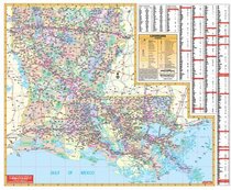 Louisiana State Wall Map - 60x50 - Laminated on roller