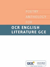 OCR GCE Poetry Anthology (Ocr a Level English)
