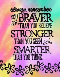 Always Remember; You Are Braver Than You Believe, Stronger Than You Seem: 8.5x11 Lined Notebook/Journal For Girls; Inspirational Gifts For Girls/Tweens; Daily Diary for Writing