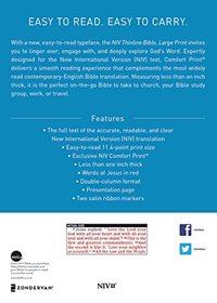 NIV, Thinline Bible, Large Print, Bonded Leather, Burgundy, Indexed, Red Letter Edition, Comfort Print