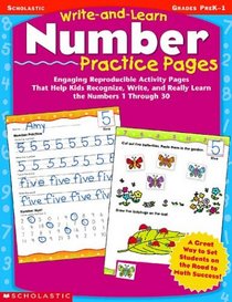 Number Practice Pages (Write-and-Learn, Grades PreK-1)