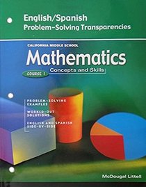 English/Spanish Problem-Solving Transparencies (California Middle School Mathematics (Concepts and skills), Course 1)