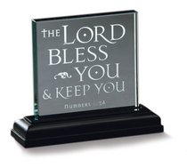 The Lord Bless You Mini Standing Glass Plaque
