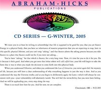 Abraham-Hicks G-Series - Winter 2005 