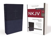 NKJV, Value Thinline Bible, Leathersoft, Blue, Red Letter Edition, Comfort Print