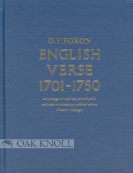 English Verse 1701-1750: A Catalogue of Separately Printed Poems With Notes on Contemporary Collected Editions