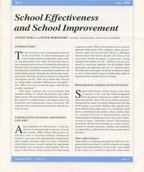 School Effectiveness and School Improvement (Viewpoint)