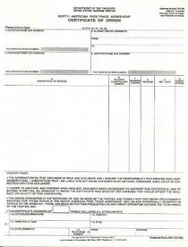 North American Free Trade Agreement, Certificate of Origin, Customs Form 434