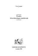 Etudes d'Ecclesiologie Medievale (Variorum reprint) (French Edition)