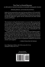 'Free Verse' as Formal  Restraint