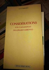 Considerations sur l'assassinat de Gerard Lebovici (French Edition)