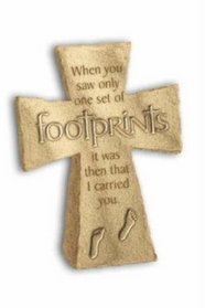 Footprints Resin Standing Cross