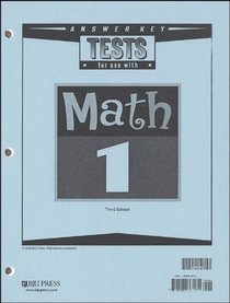 BJU Math 1 Answer Key 3rd edition