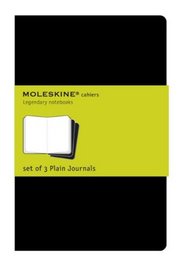 Moleskine Plain Cahier Journal Black Large: set of 3 Plain Journals
