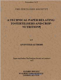 The place of fertilisers in food crop economy of tropical Africa: Paper read at a meeting of The Fertiliser Society in London on 25th January 1968 (Proceedings / Fertiliser Society)