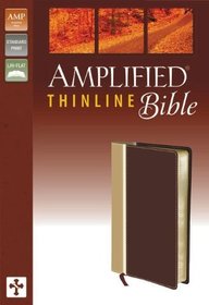 Amplified, Thinline Bible, Imitation Leather, Tan/Burgundy, Lay Flat