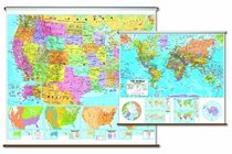 U.S./World Advanced Political Wall Map Combo Roller (Advanced Political Classroom Wall Maps)