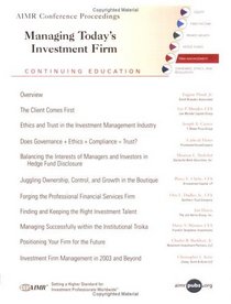 Managing Today's Investment Firms