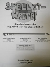 Spell It - Write! Blackline Masters for Big Activities in the Student Edition (Grade 6)