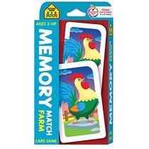 School Zone - Memory Match Farm Card Game - Ages 3+, Preschool to Kindergarten, Animals, Early Reading, Counting, Matching, Vocabulary, and More (School Zone Game Card Series)