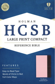 HCSB Large Print Compact Bible, Pink/Brown LeatherTouch