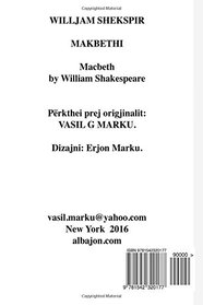 Makbethi. Shekspir. Perkthei: Vasil G Marku (Albanian Edition)