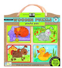 green start wooden-puzzles - playful pals: Earth Friend Puzzles with Handy Carry & Storage Case
