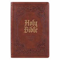 KJV Holy Bible, Thinline Large Print Bible, Brown Faux Leather Bible w/Thumb Index and Ribbon Marker, Red Letter Edition, King James Version