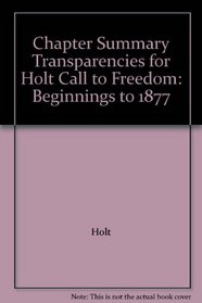 Chapter Summary Transparencies for Holt 