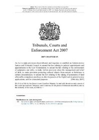Tribunals, Courts and Enforcement Act 2007 (Public General Acts - Elizabeth II)