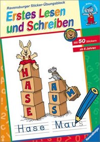 Ravensburger Sticker- bungsblock. Erstes Lesen und Schreiben. Mit 50 farbigen Stickern. ( Ab 6 J.).