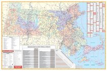 Massachusetts Wall Map - 60x42 Laminated on Roller