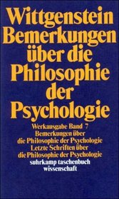 Bemerkungen ber die Philosophie der Psychologie.