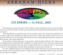 Abraham-Hicks G-Series - Fall 2003 