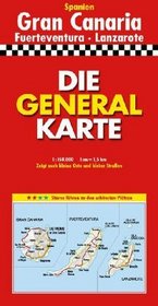 Die Generalkarte mit Stadtplanen, Bildern, Informationen, Massstab 1:150 000, Gran Canaria, Fuerteventura, Lanzarote (German Edition)